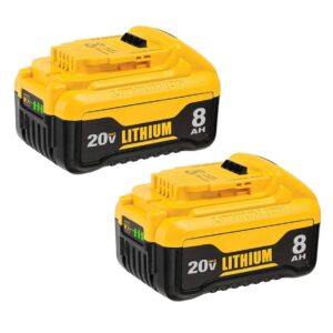 Mtatapia 2-Pack Replace for DEWALT 20V MAX* XR Battery 8.0-Ah, Replace for dewalt 20v Batteries DCB205-2 DCB206 DCB204 DCB203 DCB208, Compatible with DeWalt 20V Cordless Power Tools (2-Pack)