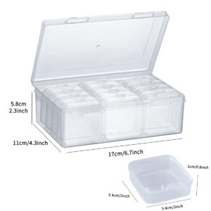 doovide Bead Organizer Box, 12Pcs Small Bead Organizers and Storage Plastic Cases Mini Clear Bead Storage Containers Boxes with Hinged Lid and Rectangle for Bracelet Making DIY Jewelry Craft Nail