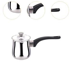 IEUDNS Coffee Pot Milk Warmer Small Saucepan, Butter Melting Pan Portable Butter Warmer Pot Stainless Steel for Home Restaurant, 360ml