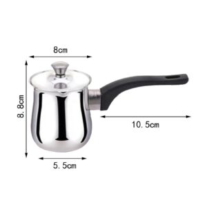 IEUDNS Coffee Pot Milk Warmer Small Saucepan, Butter Melting Pan Portable Butter Warmer Pot Stainless Steel for Home Restaurant, 360ml