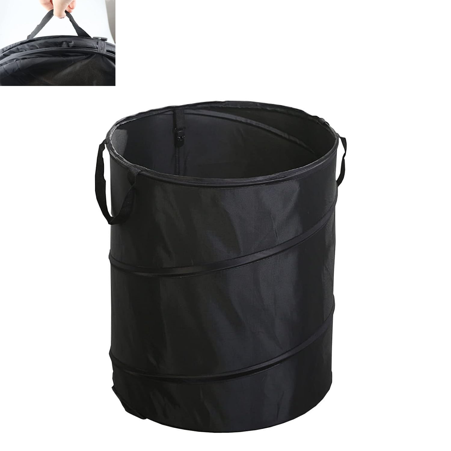 Camping Trash Can, Pop up Trash Can for Camping, Collapsible Trash Can Camping, Portable Trash Can, Camping Garbage Can Collapsible, Collapsible Garbage Can Camping. (Black, 13.38 * 13.38 * 15.74in)