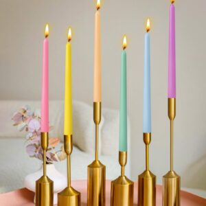 12 Pack 10 inch Multi-Color Taper Candle Set for Holiday Dinner Party, Unscented Long Candlesticks, Dripless and Smokeless, 7-8 Hours Burn