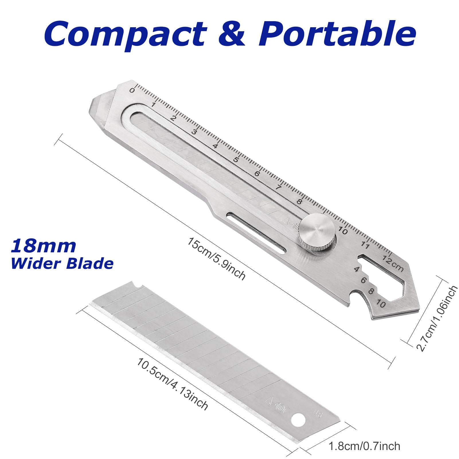 Multi-Purpose Utility Knife, 7-in-1 Stainless Steel Retractable Utility Knife,Snap-Off Blade Box Cutter for Office,Home,School,Arts Crafts