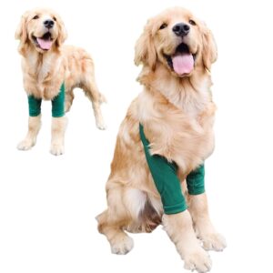 dog recovery suit front legs,dog recovery sleeve,dog recovery sleeve after surgery for female male,soft dog joint leg sleeves after surgery,dog cone alternative to stop licking leg wounds,green,2xl