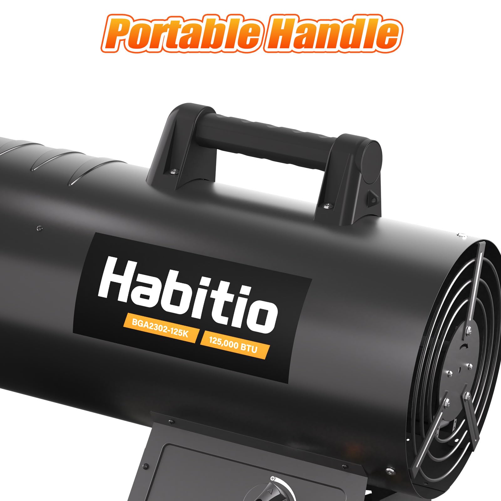 Habitio 125,000 BTU Forced Air Propane Heater, Portable Torpedo Heater for Jobsite, Garage, and Construction Sites, 10 ft Hose with Regulator Included