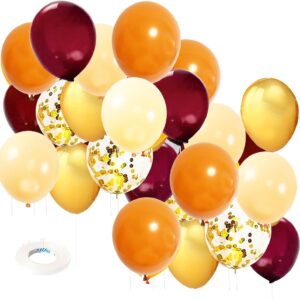 fall balloons/fall birthday party decorations burgundy gold/thanksgiving decorations 25pcs burgundy orange gold confetti balloons for fall bridal shower/wedding vintage maroon orange balloons