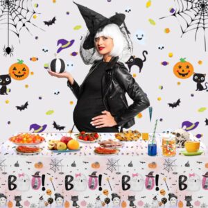 AIBIIN 3pcs Little Boo Tablecloth Halloween Baby Shower Tablecloth Decorations Halloween Spooky Boo Birthday Plastic Disposable Table Covers Halloween Birthday Table Decorations 108 x 54 Inch