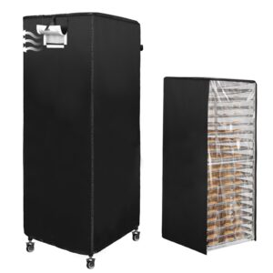 commercial bakery racks cover bread rack cover with zipper, 20tier sheet pan rack/bun pan rack cover with vents ，23"x28"x64" bakery single rack covers waterproof and dustproof，black