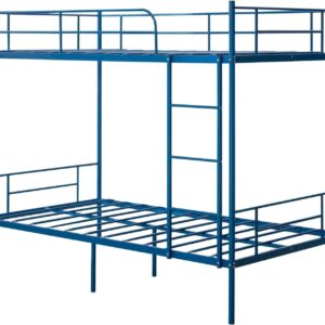 Bunk Bed Twin Over Twin, Twin Over Twin Bunk Bed with Metal Guardrail and Ladder, Heavy Duty Twin Bunk Beds for Boys, Girls, Teens, Adults, No Box Spring Needed, Noise Free (Navy Blue)