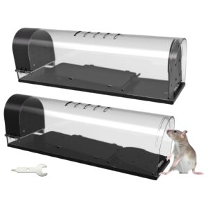 makenook humane mouse traps indoor for home, large no kill live rat traps outdoor, reusable chipmunk trap, catch and release, safe for pets and children, easy to set, 2 pack