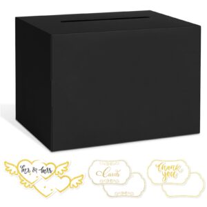 likajon 1 pack black card box for party, gift cards receiving box wedding card box money box for birthday, bridal or baby showers, retirement, anniversary, graduation, raffle ticket box