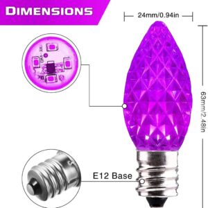 25 Pack Replacement c7 LED Halloween Light Bulbs Shatterproof C7 Led Light Bulbs 1W Mini Bulb Candelabra E12 Base Decor Purple Light Bulbs, String Lights, Window Candle Indoor Outdoor