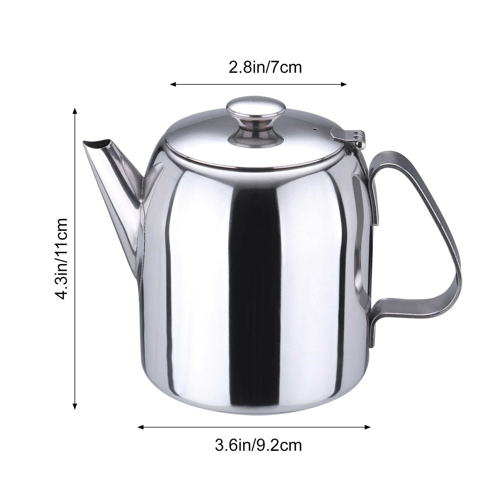 Tea Pot, Stainless Steel Teapot, 20oz Metal Tea Kettle Short Spout Tea Pot for Stovetop Home Kitchen Hotel Restaurant Camping