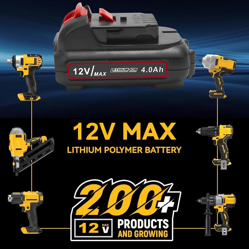 TENMOER 2 Pack DCB120 12V 4.0Ah Battery Compatible with Dewalt 12V Max Battery Replacement for 12V Dewalt Battery