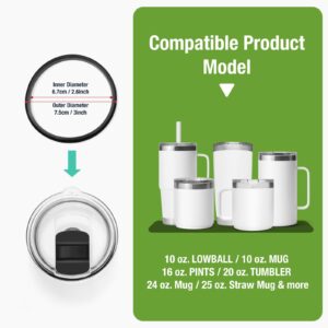 Silicone Rubber Seal Replacement Gaskets for Yeti 20 oz Tumbler Lids, 3 Pack Gaskets Compatible with Yeti 10oz Lowball & 20oz Tumbler