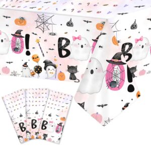 aibiin 3pcs little boo tablecloth halloween baby shower tablecloth decorations halloween spooky boo birthday plastic disposable table covers halloween birthday table decorations 108 x 54 inch