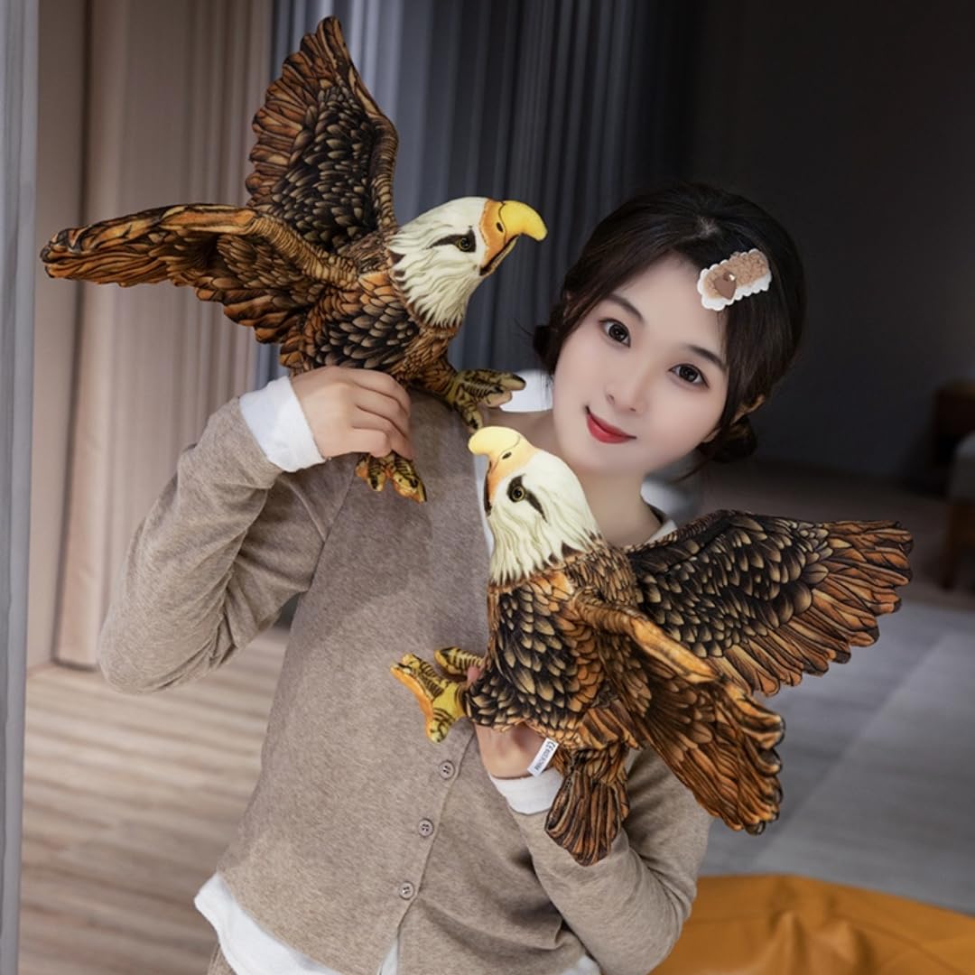 POPOTATO Realistic Eagle Plush - 11.8'' Eagle with Spread Wings Stuffed Animal - Plushy and Squishy Pillow Toy - Cute Bald Eagle Plushie Toys for Boys and Girls