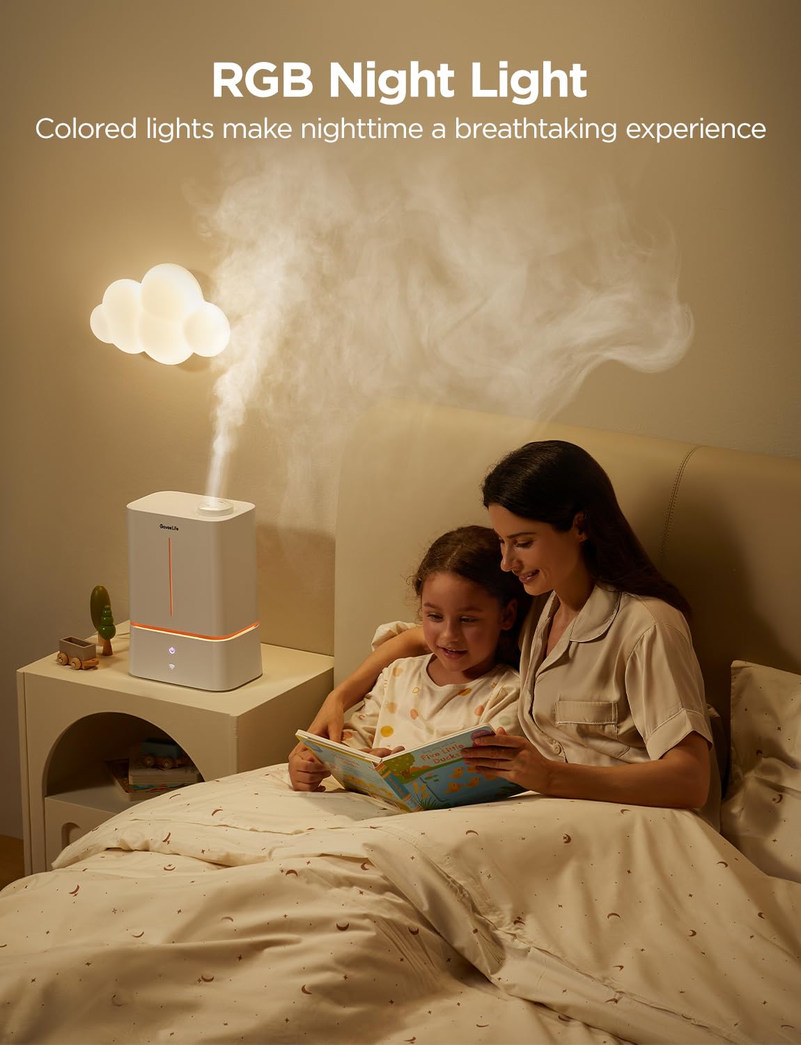 GoveeLife Smart Humidifier for Bedroom Large Room, 4.5L Cool Mist Top-Fill Humidifiers with Scent Diffuser & Night Light, Voice & App Control, Dual 360° Rotation Nozzles, Handle Design, Auto Shut Off