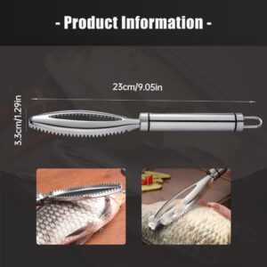 Generic Fish Scales Scraping Tool, 2024 New Fish Scale Remover, Stainless Steel Fish Scale Remover Fish Cleaning Kit, Premium Fish Descaler Sawtooth Fish Scaler Remover Kitchen Tool (1), 23x 3.3cm