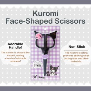 SanrioOriginal Face Shaped Scissors (Japan Import) - Includes Cherry Blossom Message Card (Kuromi)