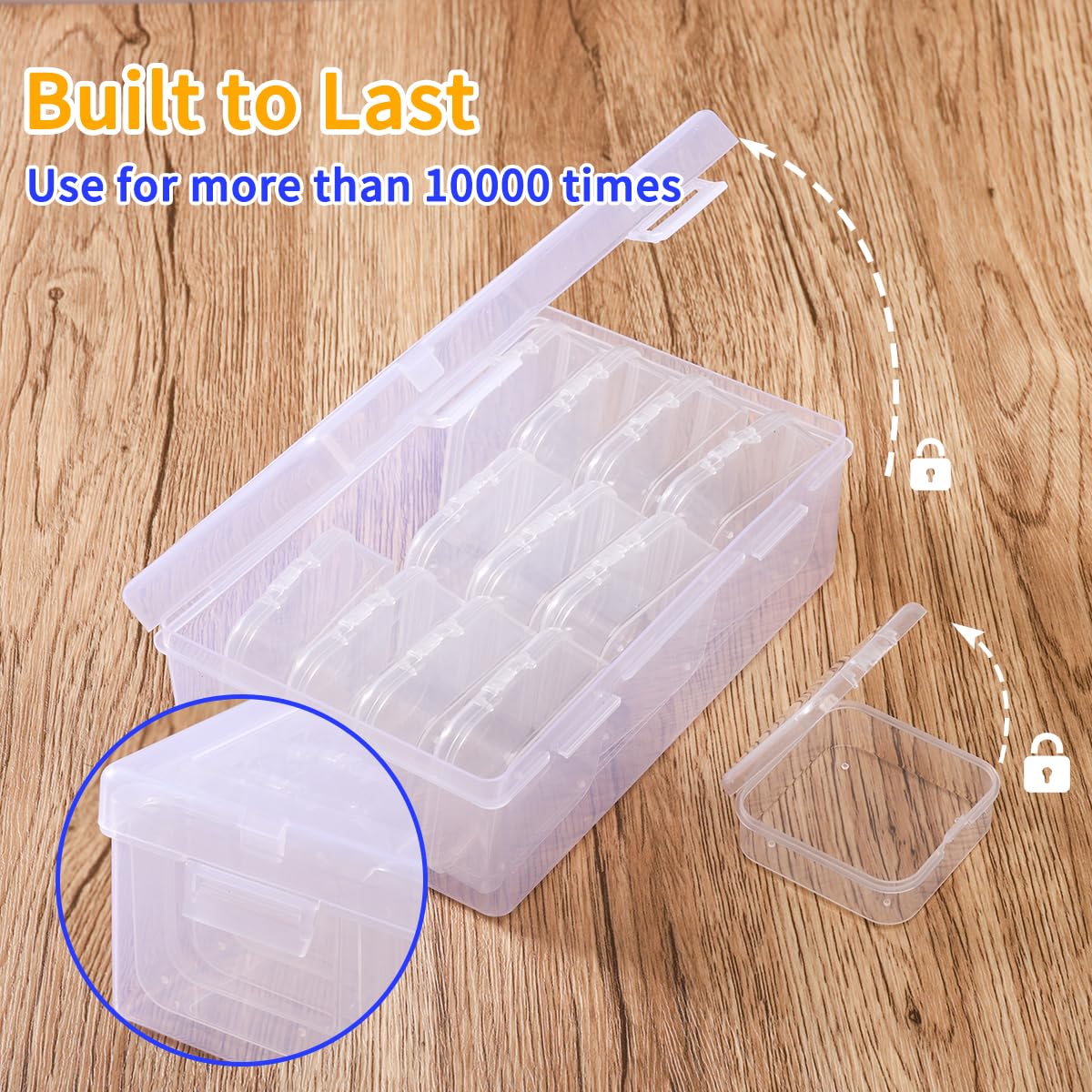 doovide Bead Organizer Box, 12Pcs Small Bead Organizers and Storage Plastic Cases Mini Clear Bead Storage Containers Boxes with Hinged Lid and Rectangle for Bracelet Making DIY Jewelry Craft Nail