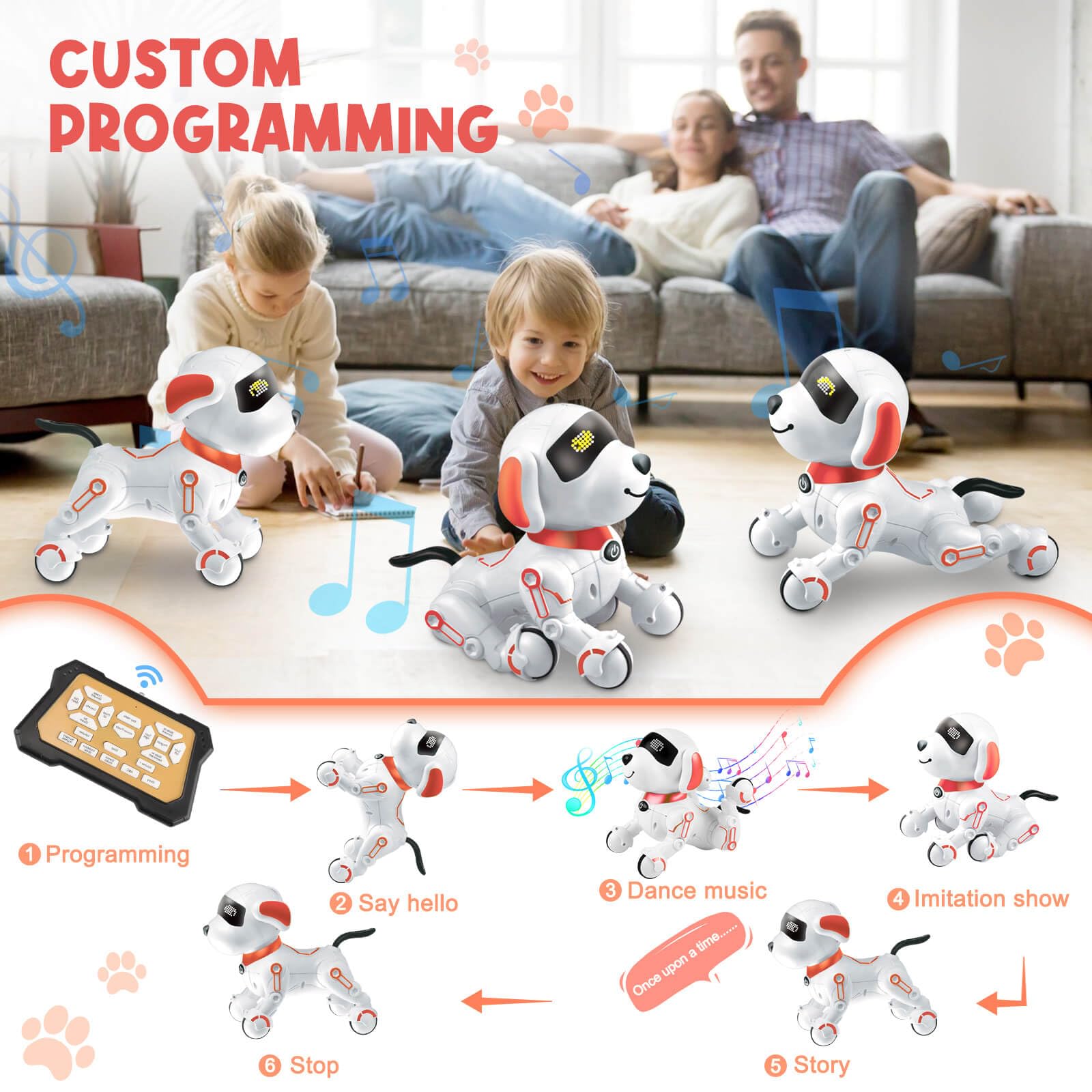 Dolanus Robot Dog for Kids 8-12, Remote Control Smart Robotic Pets That Acts Like a Real Dogs Touch Interactive Walking Talking Barking Toys for Girls Boys Toddler, Gifts for 4 5 6 7 8 12 Years Old