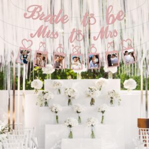 JIEYAO Glitter Bridal Shower Decorations, “Bride to be” “Miss to Mrs” Banner, Shiny Bachelorette Bridal Party Banner Miss to Mrs Sign with Photo Banner for Wedding Engagement Party Kit Supplies