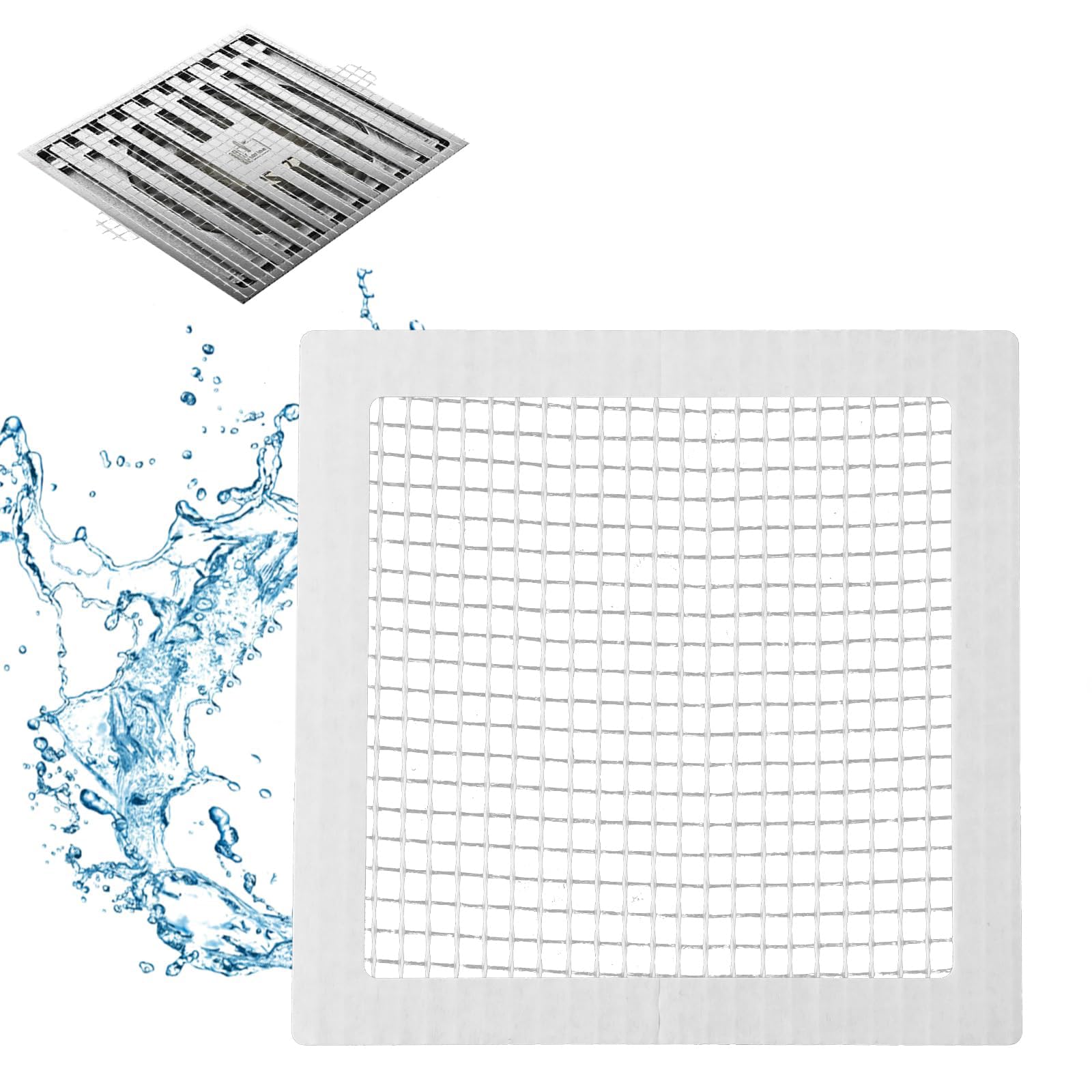 3.9 Inch Disposable Hair Catcher Shower Drain Hair Catcher Mesh Stickers Drain Cover Square Hair Drain Cover Bathtub Stopper with 5 mm Holes for Bathroom Kitchen Sink Mesh Filter (20)