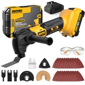 alloypower 20v cordless oscillating multi-tool kit, 22000 opm, 4° oscillating angle, led, 22 pcs for cutting/grinding