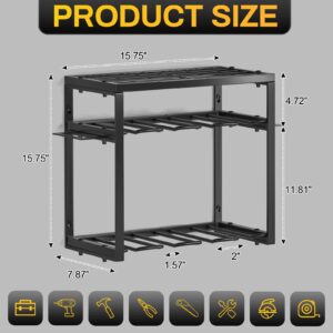 Power Tool Organizer Wall Mount, 3 Layers Drill Holder With Charging Station, Heavy Duty Garage Tool Storage，Utility Racks Shelf for Tool Batteries, Screwdriver, Wrench