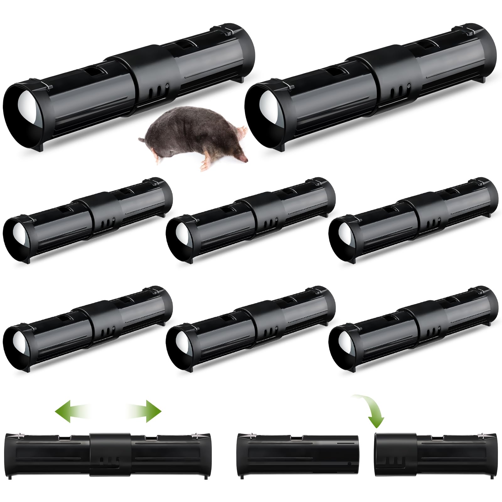 Qualirey 8 Pcs Adjustable Mole Traps for Lawns Mole Gopher Trap Killer Outdoor Mole Traps Easy Set Pocket Gopher Trap Catch and Release Live Vole Trap Mole Killer for Lawn Yard Garden Outdoor Farm