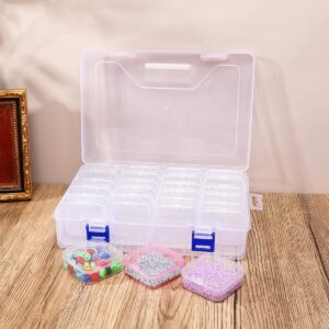 doovide Bead Organizer Box, 24 PCsPieces Small Storage Containers,Mini Clear Cute Bead Storage organizer with Lids and Rectangle Clear Craft Supply Case