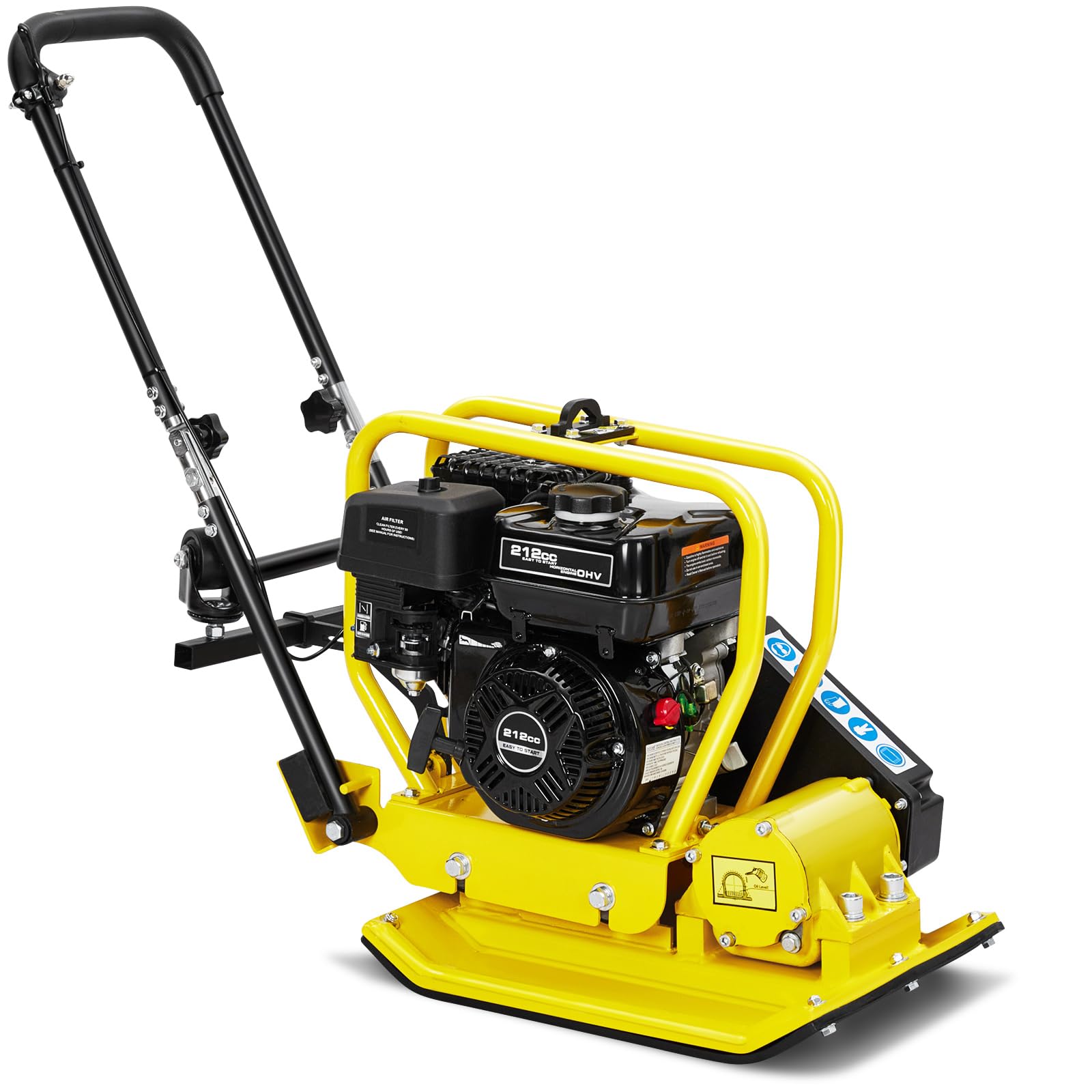 GarveeTech Plate Compactor, 7.0HP 212cc Gas Engine 5760 VPM, 4500LBS Compaction Force, 20x15 Inch Plate, Power Vibratory Soil Tamper Compactor Machine, EPA Compliant