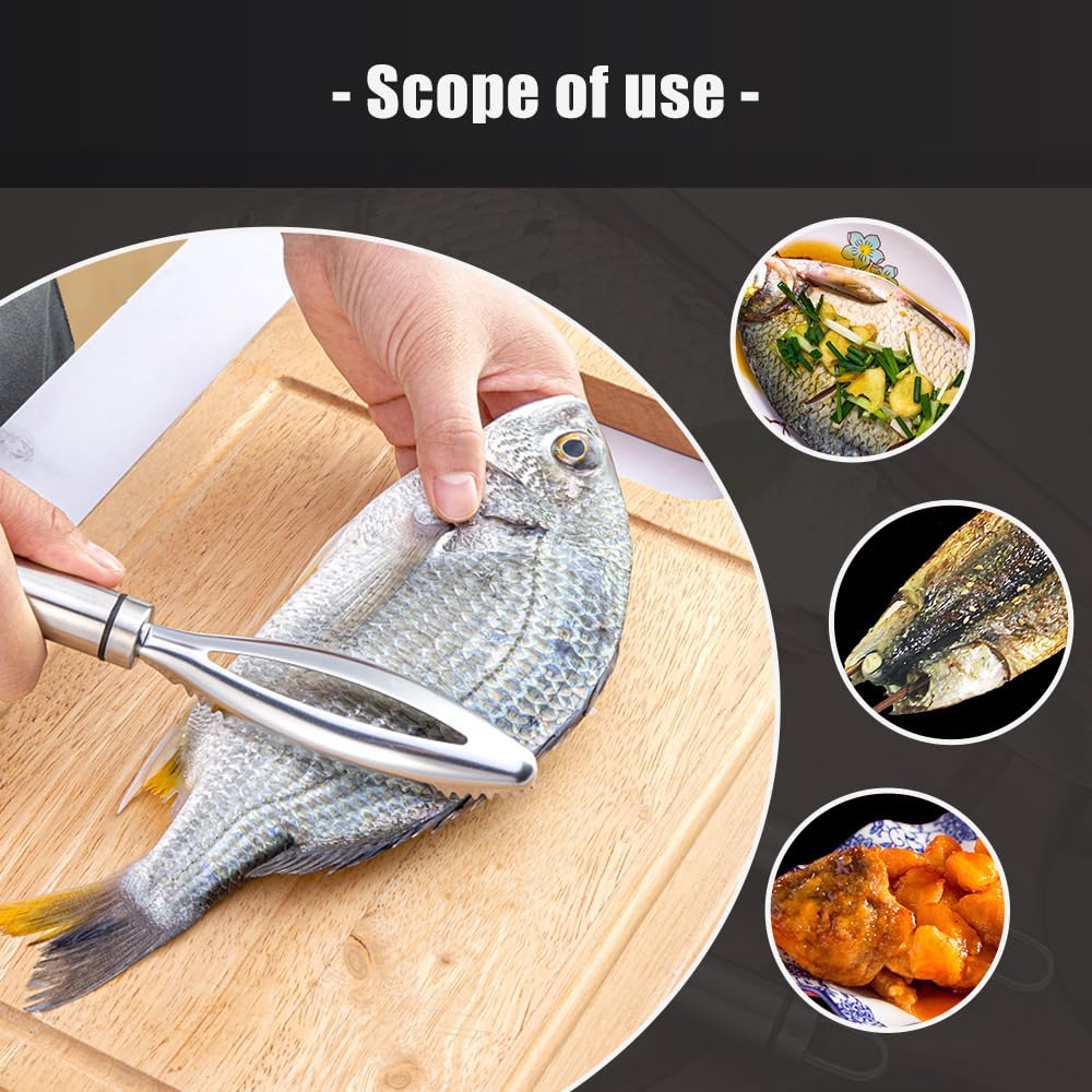 Generic Fish Scales Scraping Tool, 2024 New Fish Scale Remover, Stainless Steel Fish Scale Remover Fish Cleaning Kit, Premium Fish Descaler Sawtooth Fish Scaler Remover Kitchen Tool (1), 23x 3.3cm