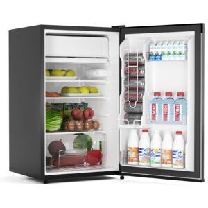 boltcruise 4.3 cu.ft mini fridge with freezer, single door mini fridge w/7 settings temperature adjustable, mini refrigerator for apartment, bedroom, office, dorm, black