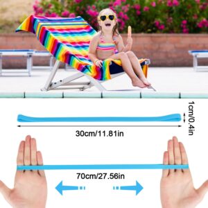 CCINEE 12 Pack Beach Towel Bands for Beach Chair, Stretchable Silicone Towel Holder for Cruise Chairs Elastic Towel Craber Clips for Sorting and Organizing