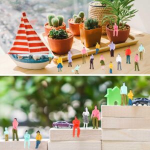 Namalu 100 Pcs Mini People Figurines 1: 150 Scale Architectural Painted Tiny People Model Sitting and Standing Plastic Miniature People Assorted Poses Model Trains for Miniature Scenes