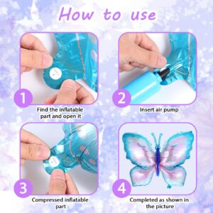 Butterfly Birthday Decorations, 6Pcs 40Inch Large Beautiful Butterfly Foil Mylar Balloons Butterfly Themed Birthday Party Decors for Girls, Baby Shower Decorations (Pink/Blue/Purple)