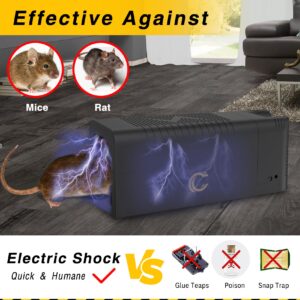 Electric Mouse Trap Indoor Rat Killer Effective Mice Zapper Upgraded Instantly Humane Kill Rodent with Powerful Voltage (Black)