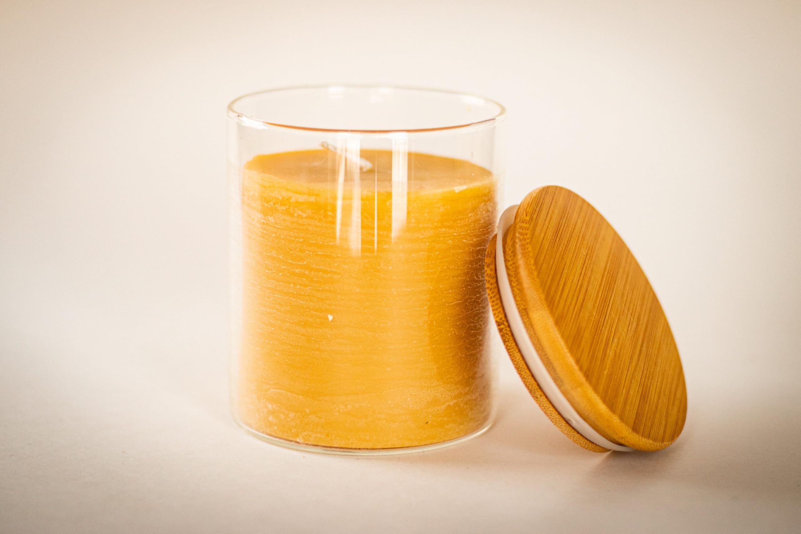 BeeTheLight Beeswax Jar Candle - 100% Pure USA Bees Wax in Glass Container - All Natural Light Honey Scent