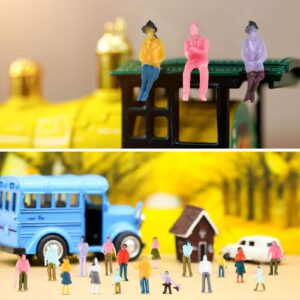 Namalu 100 Pcs Mini People Figurines 1: 150 Scale Architectural Painted Tiny People Model Sitting and Standing Plastic Miniature People Assorted Poses Model Trains for Miniature Scenes