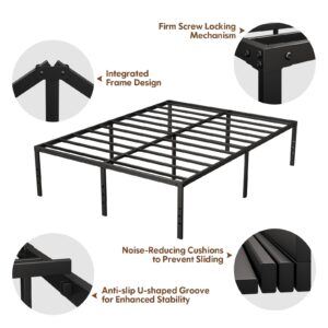 Wzialo Full Bed Frame - 14 Inch Sturdy Metal Platform Bed Frame, Under-Bed Storage Space, Heavy Duty Full Size Bed Frame, Noise-Free, Non-Slip, No Box Spring Needed