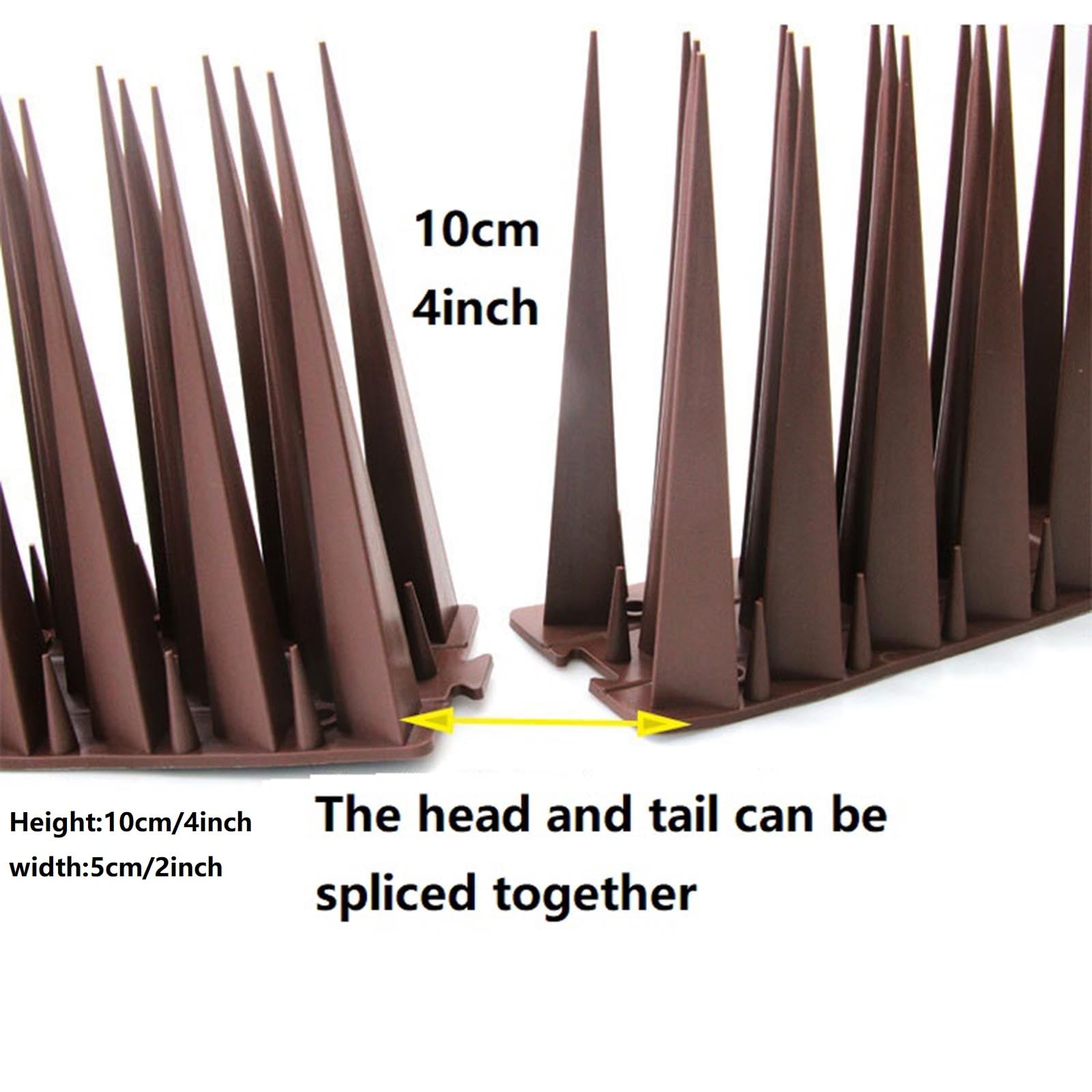 Lssfadccx Bird Spikes, Pigeon Outdoor Deterrent Device No More Bird Nests & Poop, Pigeon Spikes for Garden Fence Wall Railing Roof, 10cm/4inch Spikes (13.3 feet, Plastic)