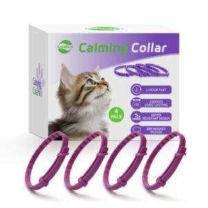 4 pack calming collar for cats, cat pheromone calming collar stress and anxiety relief lasts 30 days calm collar cat adjustable appeasing calming collar for kitten kitty calm collar make cat relaxed