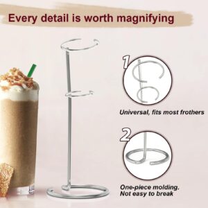 Double Pack Milk Frother Stand, Suitable for Most Handheld Milk Frothers - Heavy Duty Premium Stand (Silver)