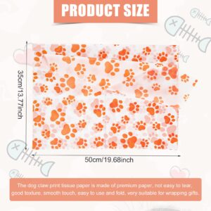 30 Tissue Paper Sheets, 14x20 inch Dog Paw Tissue Paper Gift Wrap Paper for Gift Bag Packaging Christmas Wedding Birthday Party Art DIY Crafts Supplies (Orange)