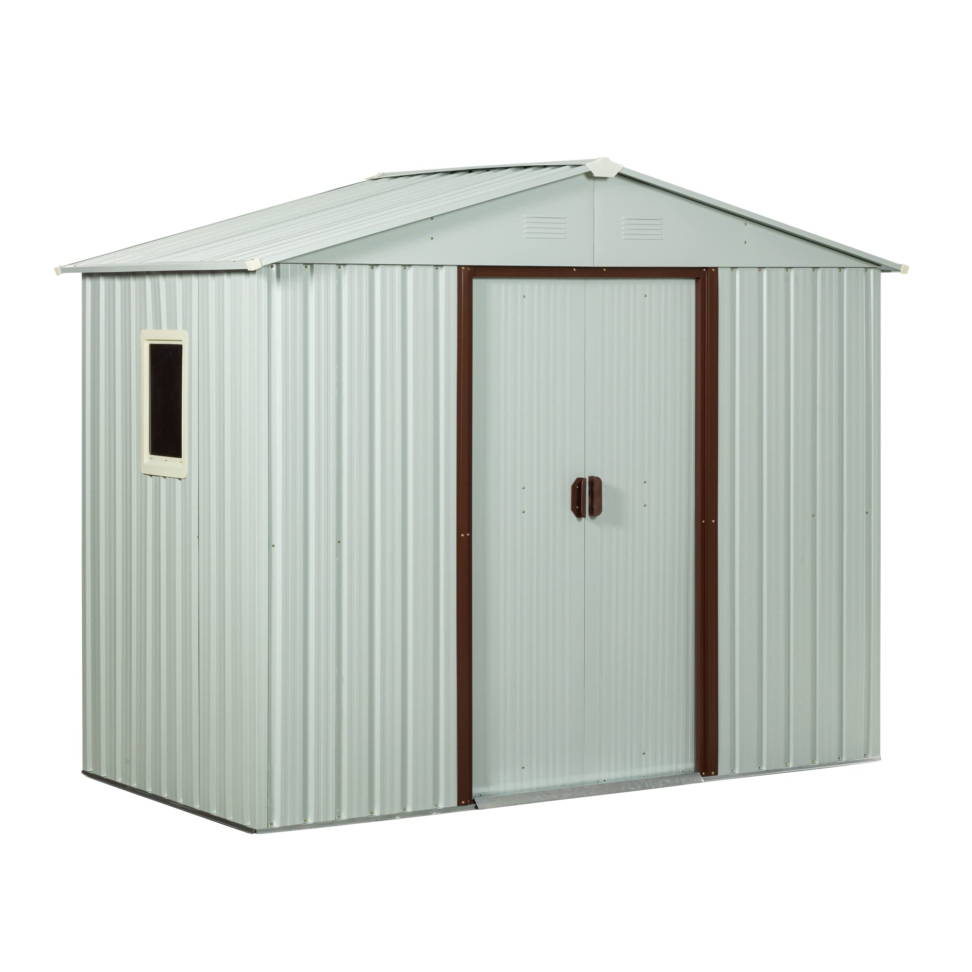 8ft x 4ft Outdoor Storage Shed Weather Resistant Sliding Doors Padlock Punched Vents Shed for Home Garden Backyard White