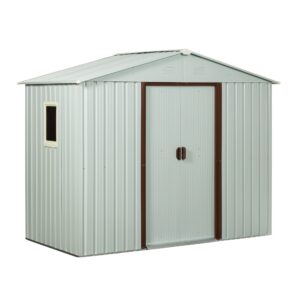 8ft x 4ft outdoor storage shed weather resistant sliding doors padlock punched vents shed for home garden backyard white