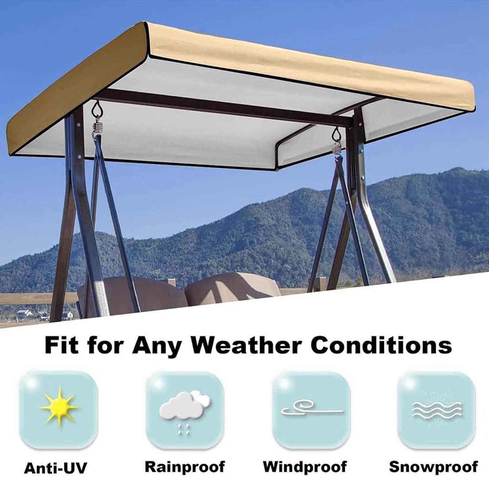 Patio Swings Chair Canopy Cover, Porch Swings Seat Canopy Replacement, Heavy Duty Ripstop Garden Shelter Cover, Water-proof Windproof Sun Shade Swings Chair Canopy, 84 X 48 X 9 Inch