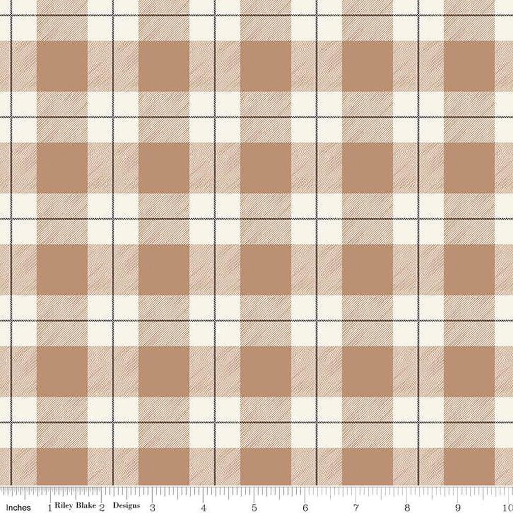 Riley Blake Flannel Adventure Brown Plaid Fabric by The Yard